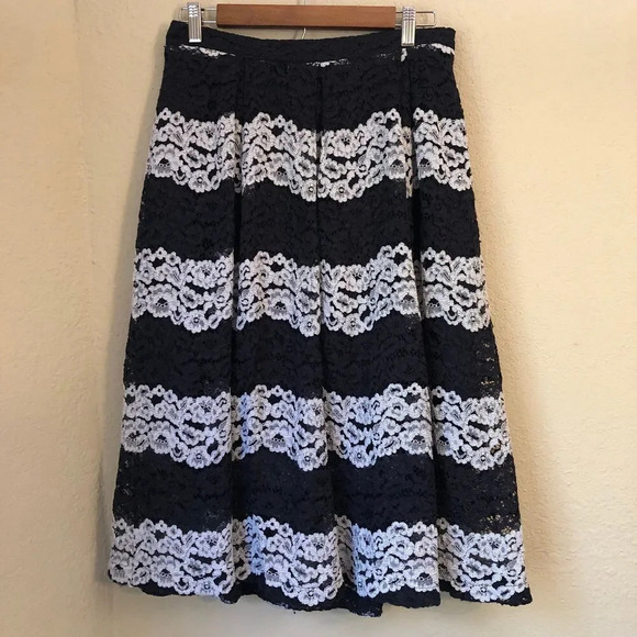 Who What Wear Black/White Lace Midi Skirt Size 6 Whimsy Romantic Goth - Picture 1 of 7